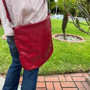 Braccialini Red Leather Messenger Purse Bag